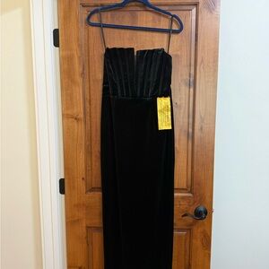 Bronx and Banco Black Velvet Dress with Lace-Up Detail